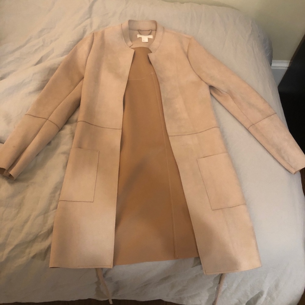 H&M light rose pink suede jacket